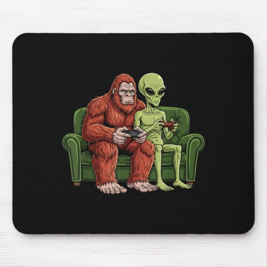 Bigfoot Alien Video Games Gaming Sasquatch Ufo Men マウスパッド (正面)