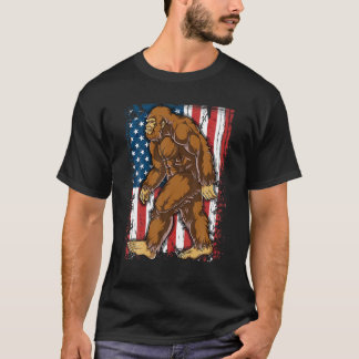 Bigfoot American Flag 4th of 7月Tシャツメンズボーイズ Tシャツ