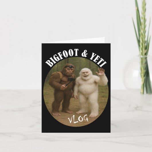 Bigfoot And Friend Vlog Funny Camping Hiking Selfi カード (正面)
