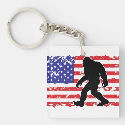 Bigfoot and the American Flag キーホルダー (正面)