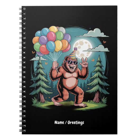 Bigfoot Birthday Party Bash Balloons ノートブック (正面)