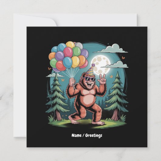 Bigfoot Birthday Party Bash Balloons 招待状 (正面)