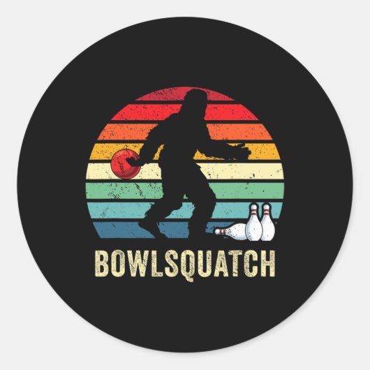 Bigfoot Bowling Gift Sasquatch Gifts Bowler Byll P ラウンドシール (正面)