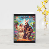 Bigfoot bunny funny easter jesus sasquatch selfie カード (黄色い花)