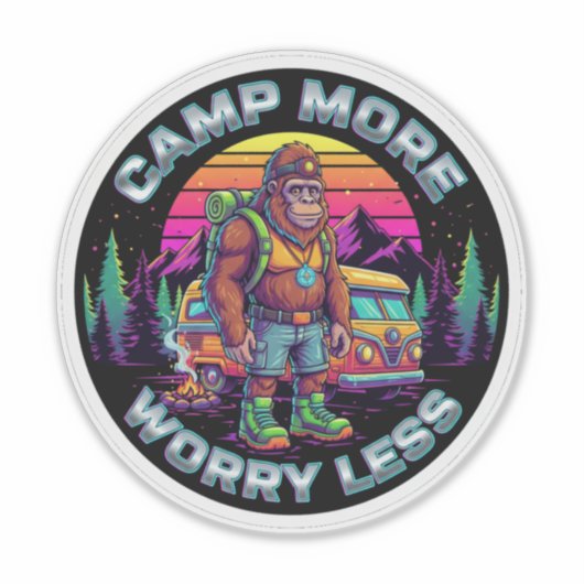 Bigfoot Camping-Camp More Worry Less シール (正面)