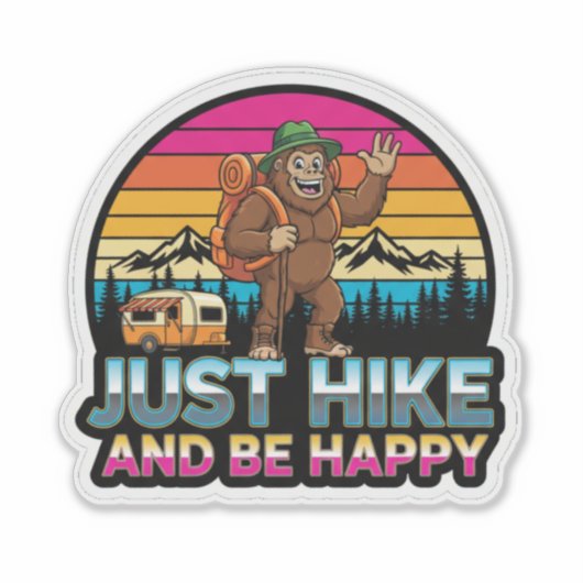 Bigfoot Camping-Just hike And Be Happy シール (正面)