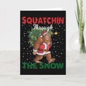 Bigfoot Christmas Funny Squatchin Through The Snow カード (正面)