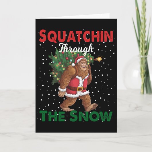 Bigfoot Christmas Funny Squatchin Through The Snow カード (正面)