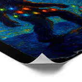 Bigfoot Christmas Sasquatch Santa Hat Starry Night ポスター (角)