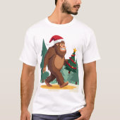Bigfoot Christmas Tree Santa Hat (2) Tシャツ (正面)