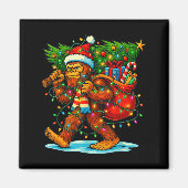 Bigfoot Christmas Tree Xmas Sasquatch Funny Lights マグネット (正面)