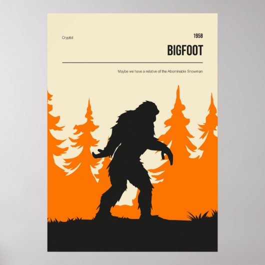 Bigfoot Cryptid  Minimal Retro Cryptozoology ポスター (正面)