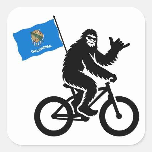 Bigfoot Cycling Oklahoma Flag スクエアシール (正面)