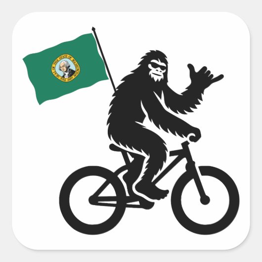 Bigfoot Cycling Washington Flag スクエアシール (正面)