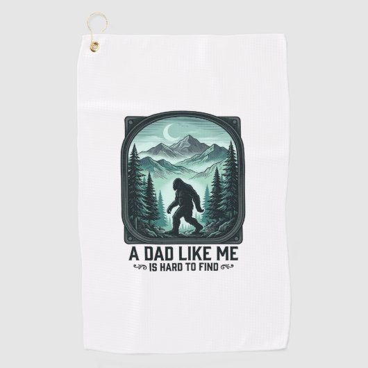 Bigfoot Dad Vintage Engraving Funny Father Shirt D ゴルフタオル (正面)