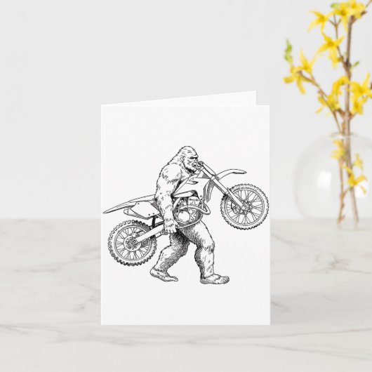 Bigfoot Dirt Bike Sasquatch Biker カード (黄色い花)