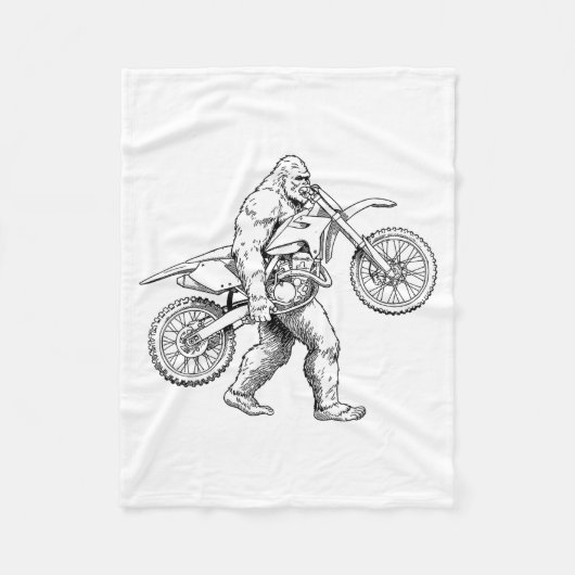 Bigfoot Dirt Bike Sasquatch Biker  フリースブランケット (正面)
