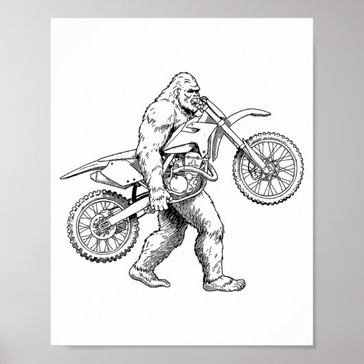 Bigfoot Dirt Bike Sasquatch Biker  ポスター (正面)