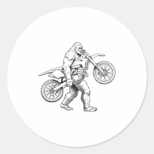 Bigfoot Dirt Bike Sasquatch Biker  ラウンドシール (正面)