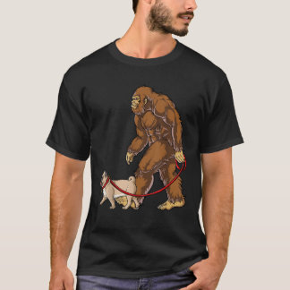 Bigfoot Dog Walk Pug Men Women Sasquatch Lover Gif Tシャツ