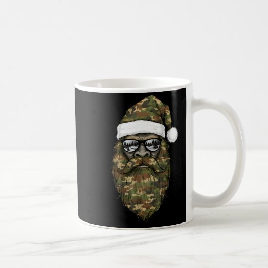 Bigfoot Face Sungles Santa Christmas Camo Xmas Sas コーヒーマグカップ (右)