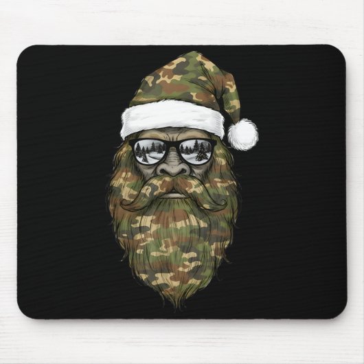 Bigfoot Face Sungles Santa Christmas Camo Xmas Sas マウスパッド (正面)