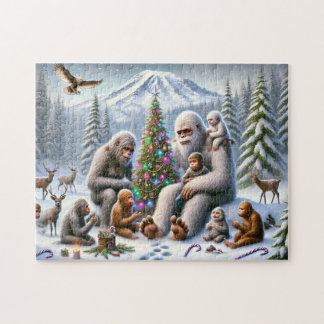 Bigfoot Family Christmas by Mt. Rainier ジグソーパズル