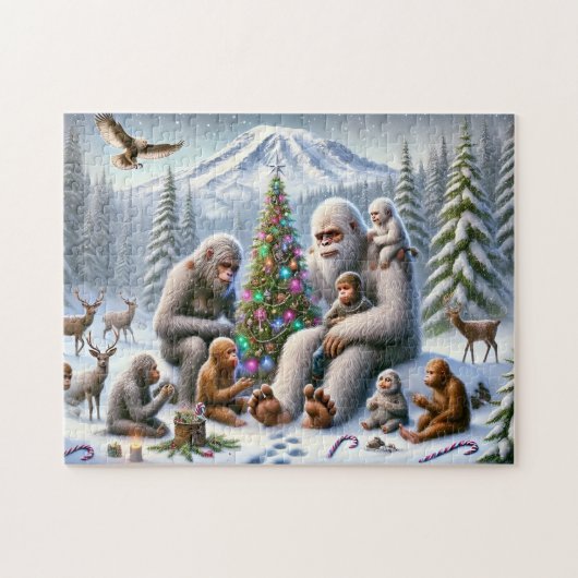 Bigfoot Family Christmas by Mt. Rainier ジグソーパズル (横)
