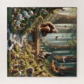 Bigfoot Family Feast Gentle Giant Forest Scene ジグソーパズル (横)