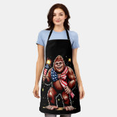 Bigfoot Fireworks 4th Of 7月サスカッチUS America エプロン (着用した状態)