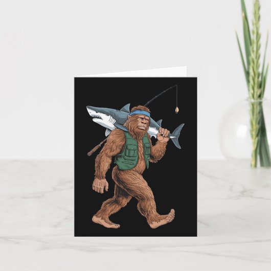 Bigfoot Fisherman Shirt - Shaとのおもしろいサスカッチ カード (正面)