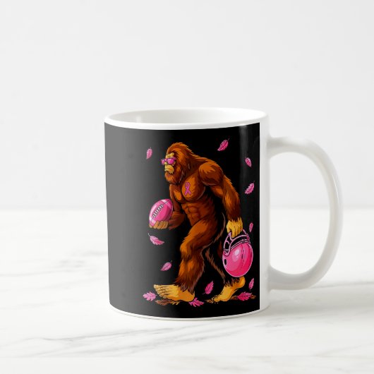 Bigfoot Football Nk Ribbon Breast Cancer Awareness コーヒーマグカップ (右)