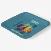 Bigfoot Forest Sunset Silhouette Happy Birthday  ペーパープレート (傾斜あり)