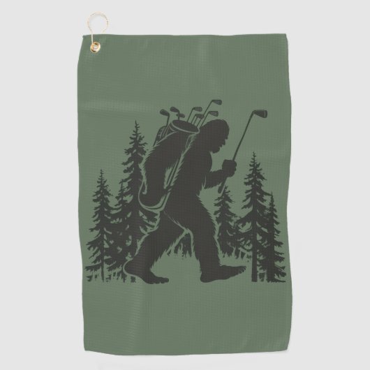 Bigfoot Golfer Tree Funny Sasquatch Golfing Golf ゴルフタオル (正面)