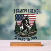 Bigfoot Grandpa Vintage American Flag Shirt Design アクリルサイン (ニュートラル)