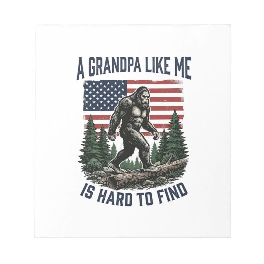 Bigfoot Grandpa Vintage American Flag Shirt Design ノートパッド (正面)