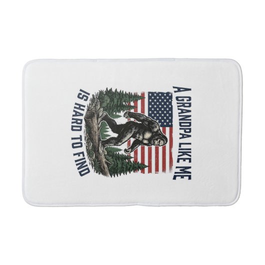 Bigfoot Grandpa Vintage American Flag Shirt Design バスマット (正面)
