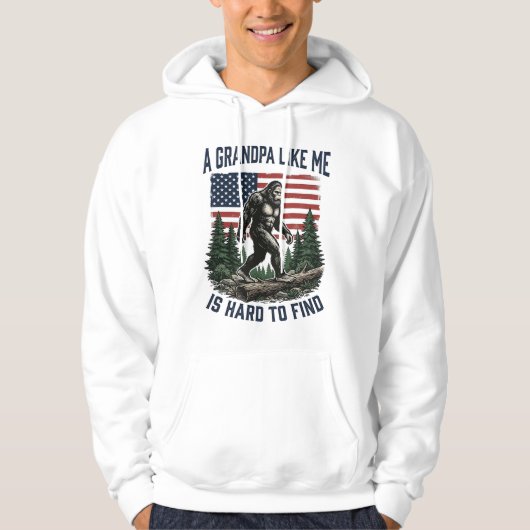 Bigfoot Grandpa Vintage American Flag Shirt Design パーカ (正面)