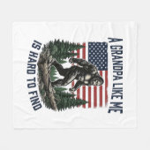 Bigfoot Grandpa Vintage American Flag Shirt Design フリースブランケット (正面(横))