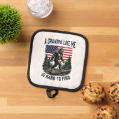 Bigfoot Grandpa Vintage American Flag Shirt Design 鍋敷き (トップダウン)