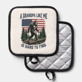 Bigfoot Grandpa Vintage American Flag Shirt Design 鍋敷き (正面/裏面)