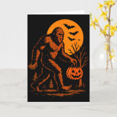 Bigfoot Halloween Sasquatch Jack O Lantern カード (黄色い花)