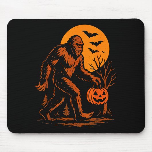 Bigfoot Halloween Sasquatch Jack O Lantern  マウスパッド (正面)