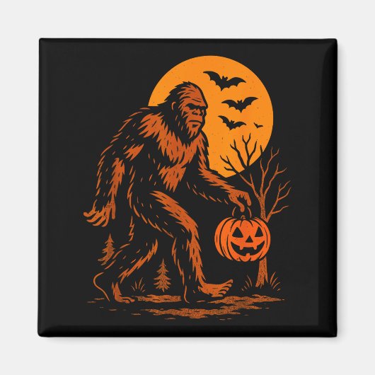 Bigfoot Halloween Sasquatch Jack O Lantern  マグネット (正面)