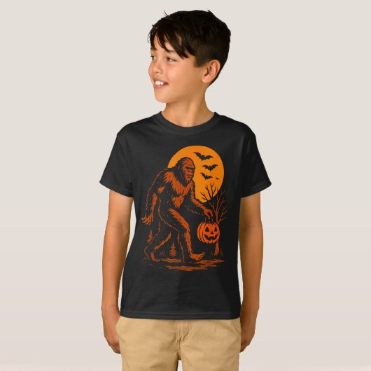 Bigfoot Halloween Sasquatch Jack O Lantern  Tシャツ (正面フル)