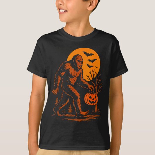 Bigfoot Halloween Sasquatch Jack O Lantern  Tシャツ (正面)