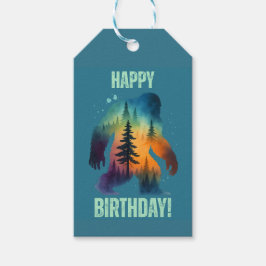 Bigfoot Happy Birthday Forest Silhouette ギフトタグ