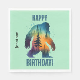 Bigfoot Happy Birthday Forest Silhouette Paper Nap スタンダードランチョンナプキン