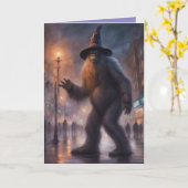 BigFoot HappyHallowBirthmas  funny greeting  カード (黄色い花)