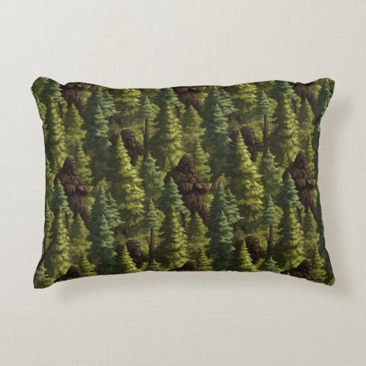 Bigfoot Hiding In A Pine Tree Forest アクセントクッション (正面)